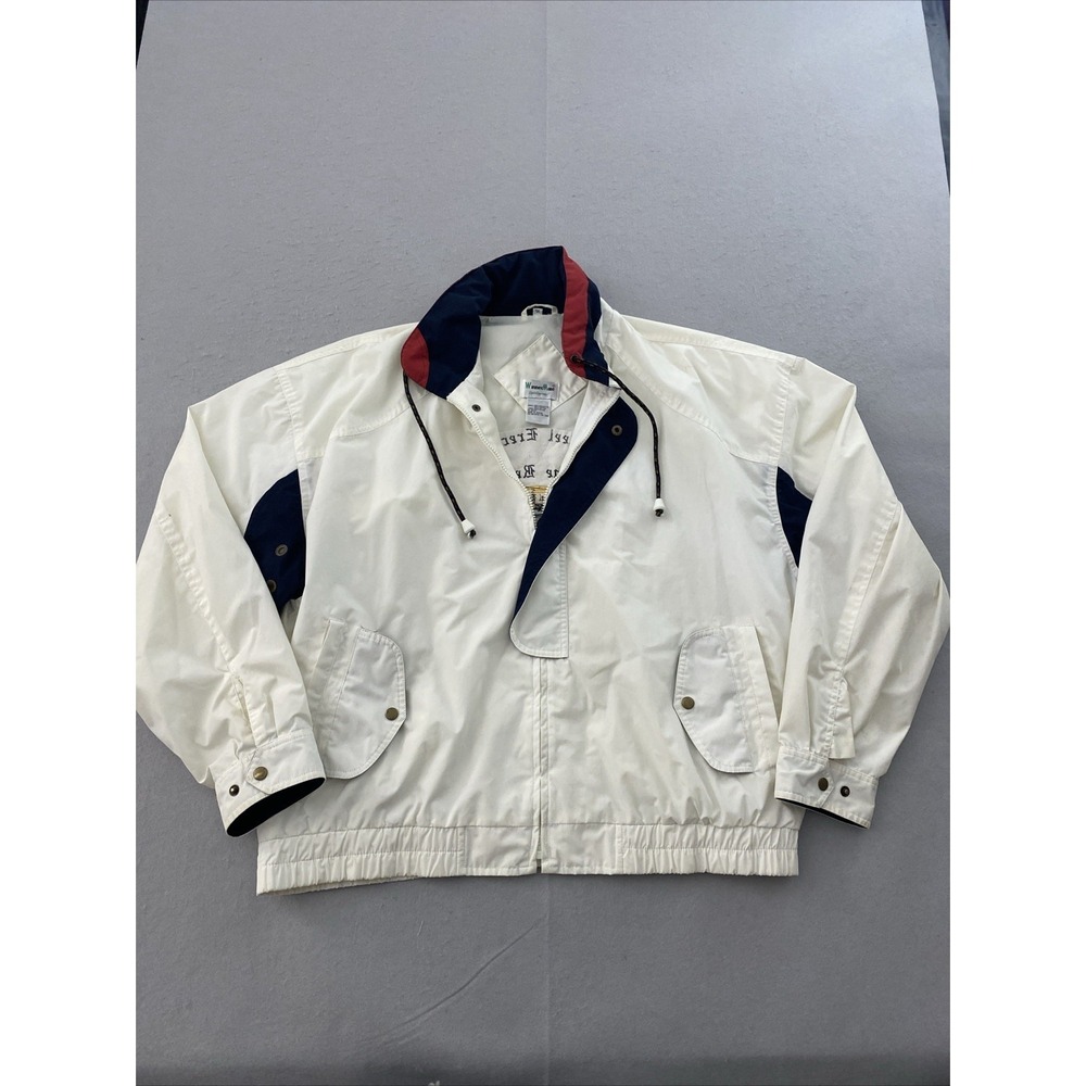 Winner Mate Men's White Windbreaker Lightweight Jacket XL Oilfield Texas Vintage